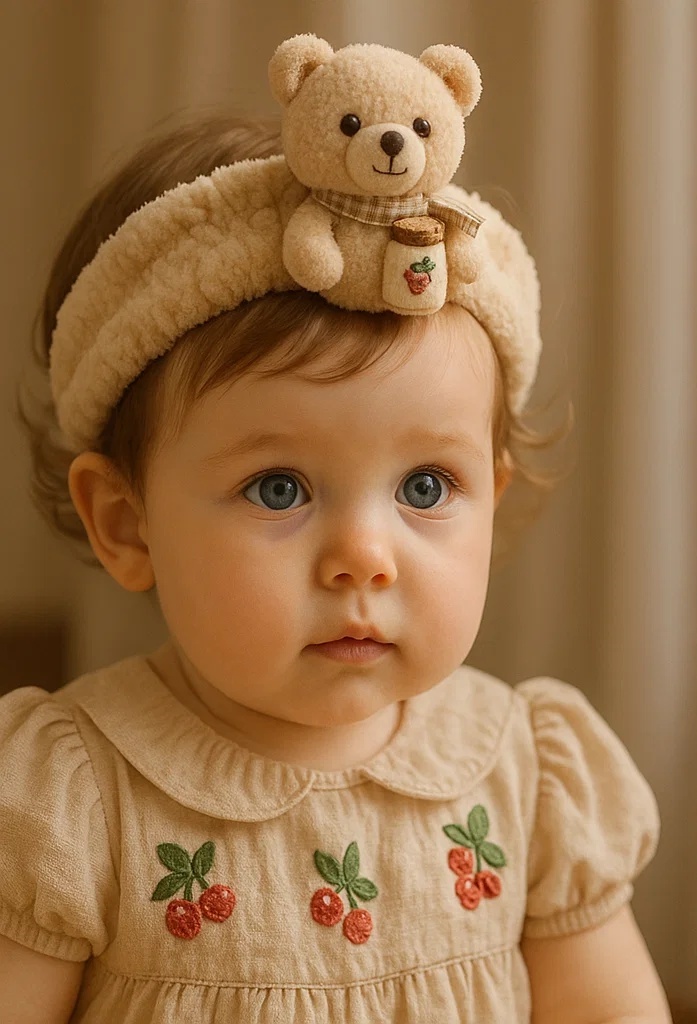 Cute Bear-Themed Baby Headbands with Pancake Embellishment - Ideal for Baby Boutiques