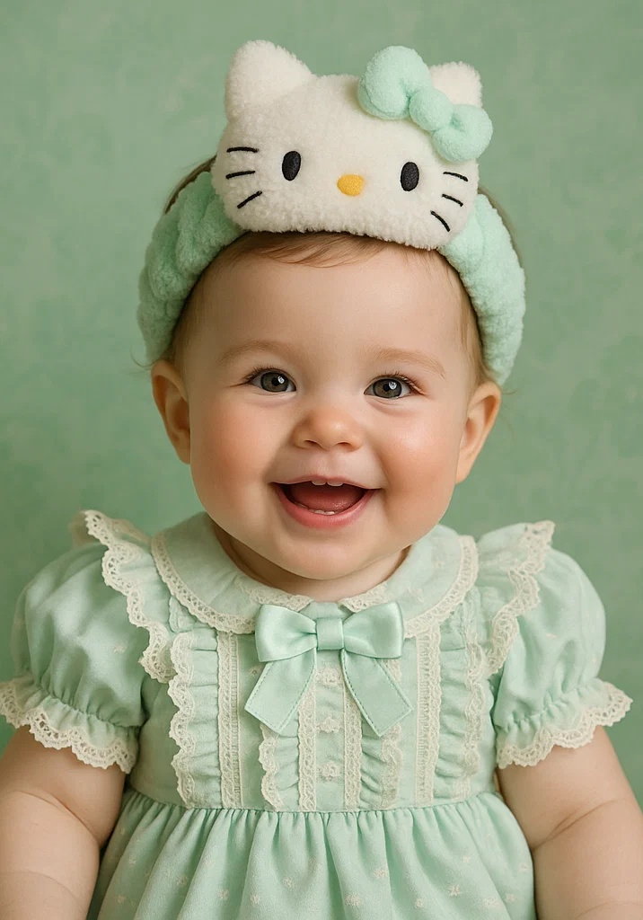 Cat-Themed Baby Headband (Green)