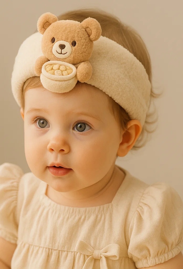 Trendy Baby Headbands with Cereal and Bear Designs - Great for Baby Stores and Online Marketplaces