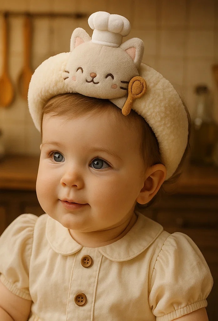 Cute Chef Cat Baby Headbands with Cooking Spoon Design - Perfect for Baby Boutiques and Online Stores