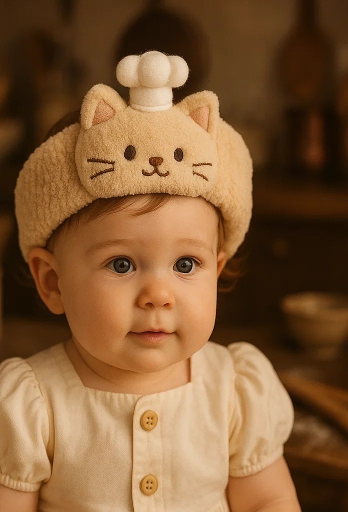 Chef Cat Baby Headbands with Removable Cooking Accessories - Ideal for Retail and Wholesale