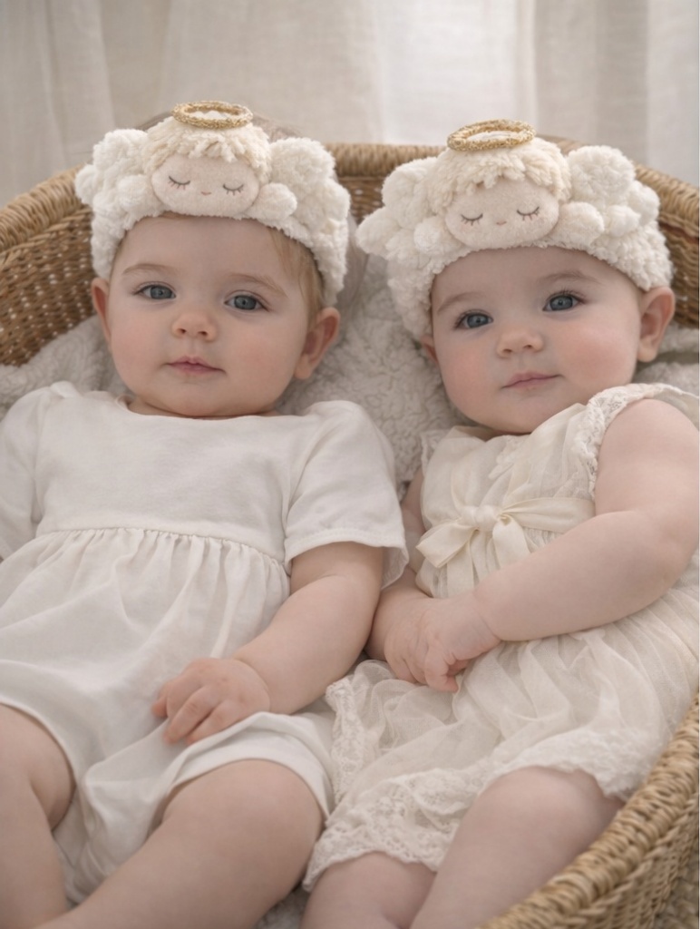 Elegant Twin Angel Baby Headbands for Precious Twin Photos