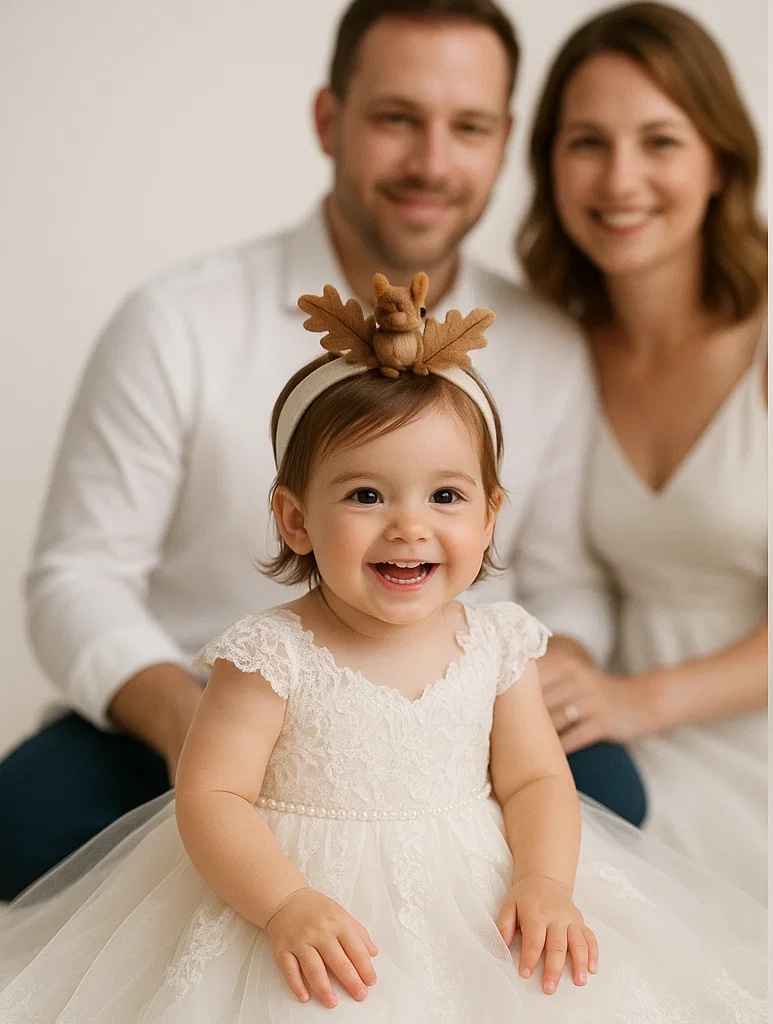 Squirrel Plush Baby Headband – Woodland Animal Hair Accessory