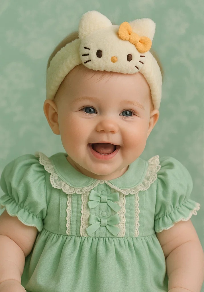 Cat-Themed Baby Headband (Light Green)
