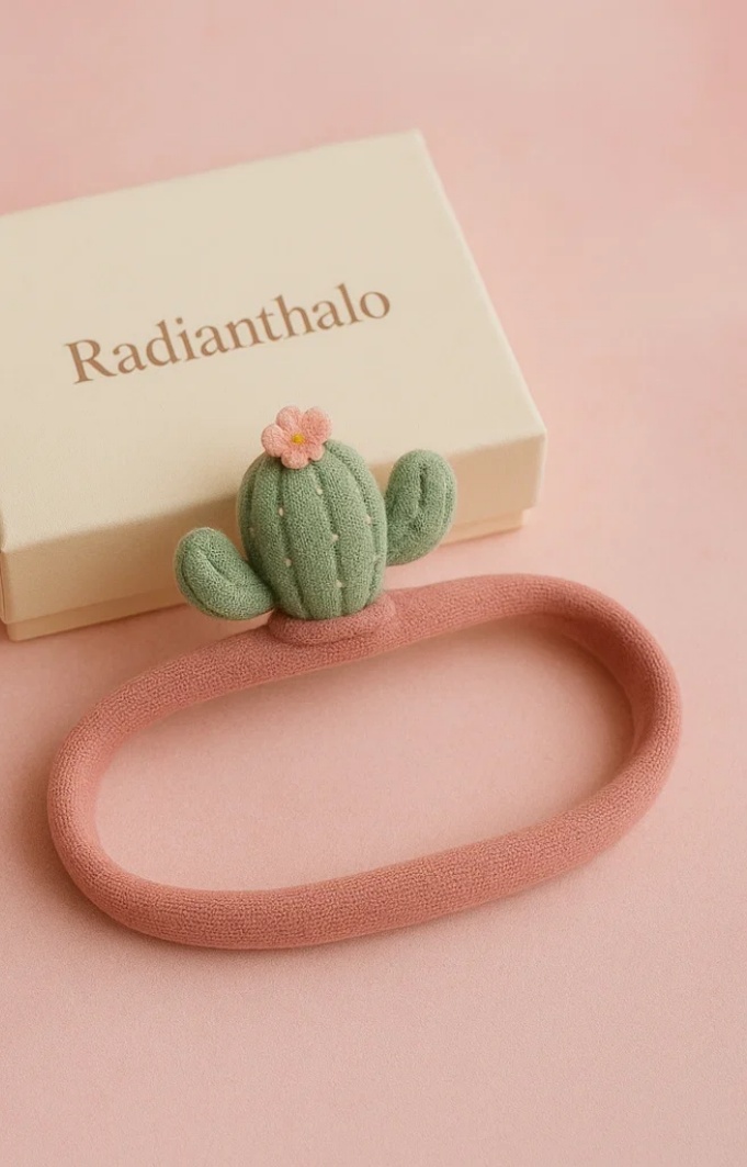 Faixa de Cabelo Cacto para Bebê – Estilo Deserto Encantador