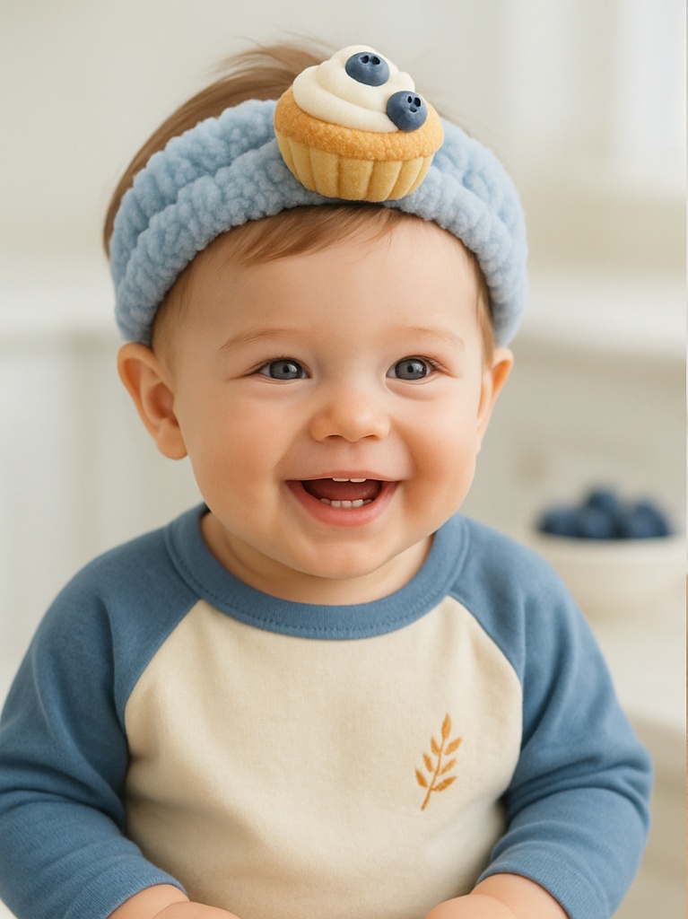 Sweet Cupcake Baby Headband with Blueberry Topping – Ideal for Photo Sessions