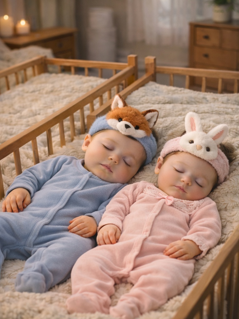 Twin Fox Removable Baby Headbands – Soft Newborn Photo Props Set