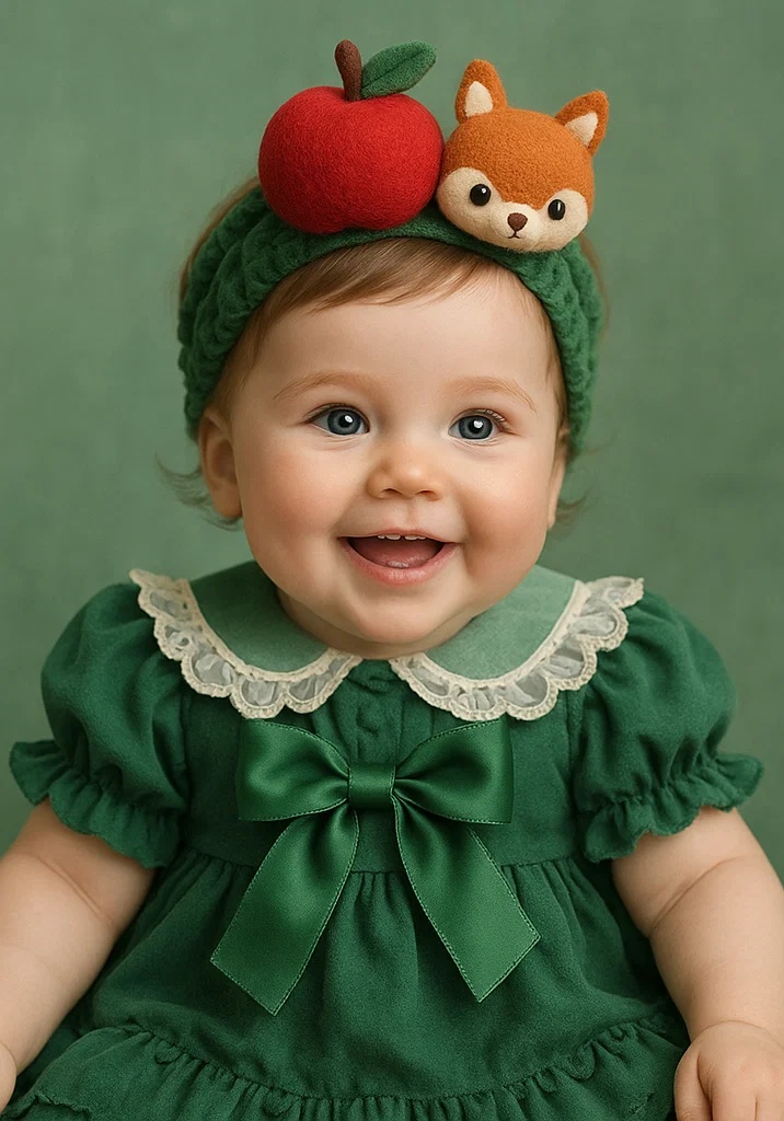 Fox and Apple-Themed Baby Headband