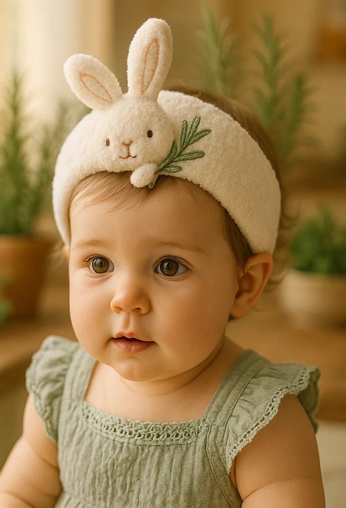 Soft and Comfortable Baby Headbands with Bunny and Herb Design - Ideal for Baby Gift Sets