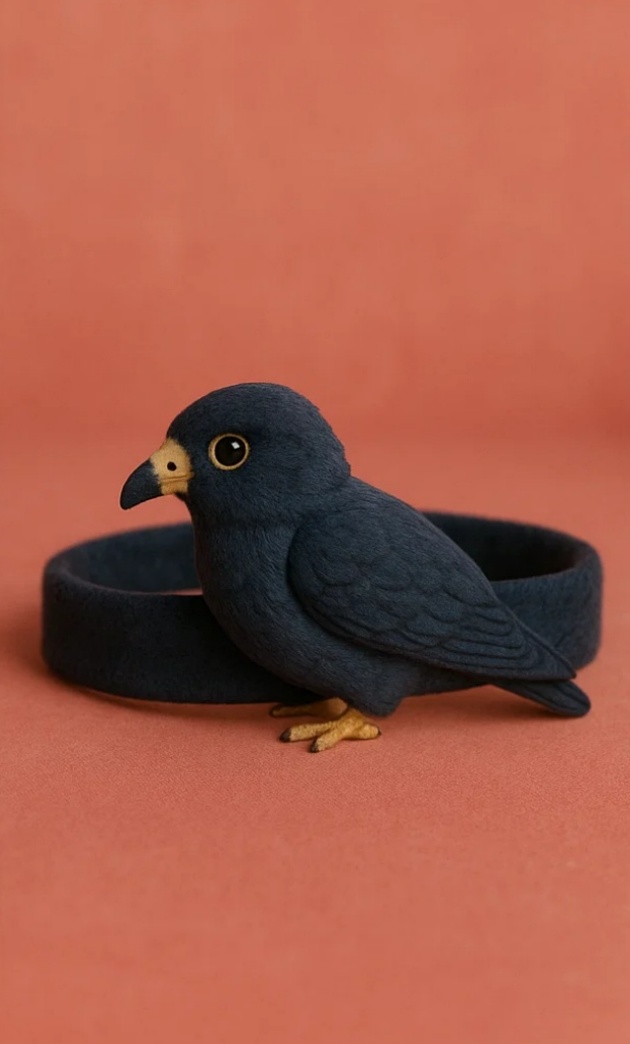 Baby Headband with Dark Blue Bird Plush – Soft and Gentle Infant Hairband