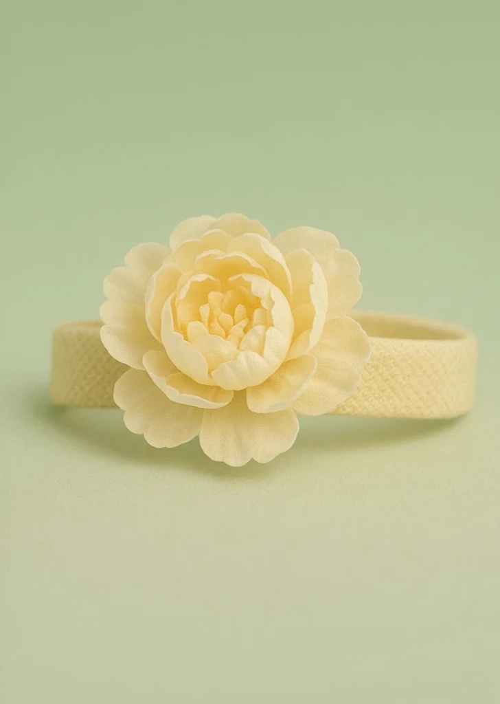 Fairy Peony Baby Headband – Large Yellow Peony, Soft Stretch Band