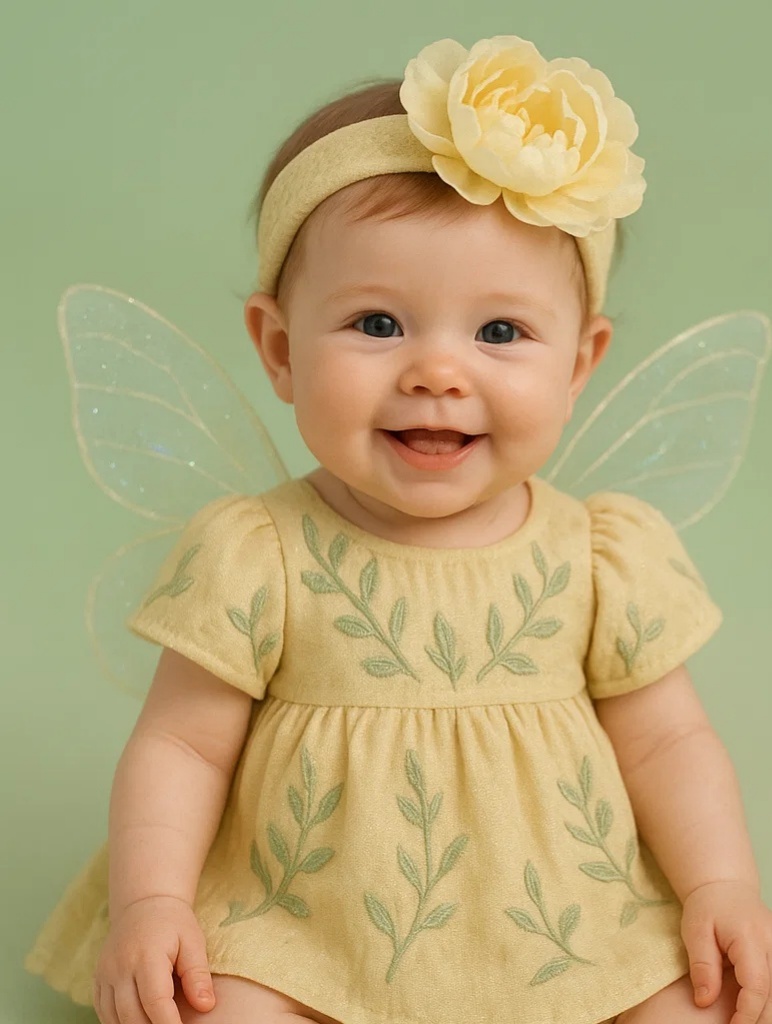 Fairy Peony Baby Headband – Large Yellow Peony, Soft Stretch Band