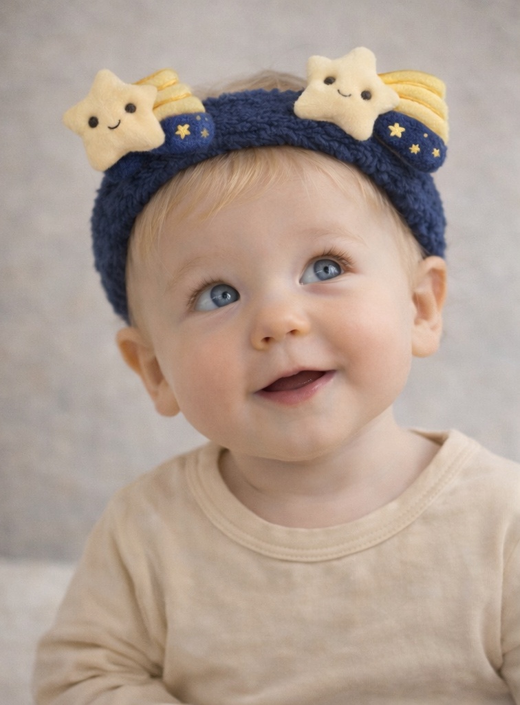 Shooting Star Baby Headband - Navy & Yellow