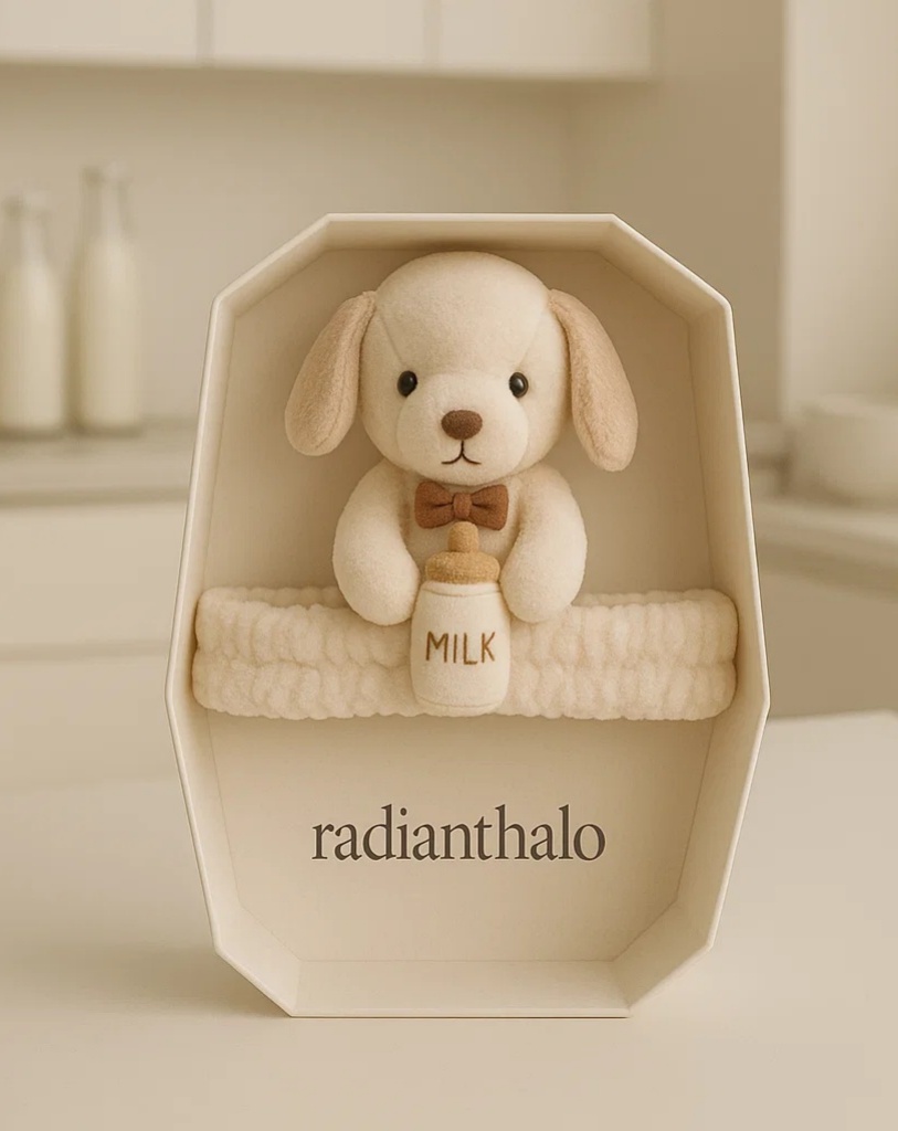 Adorable Puppy Baby Headband with Milk Bottle – A Cute and Cozy Accessory for Your Baby