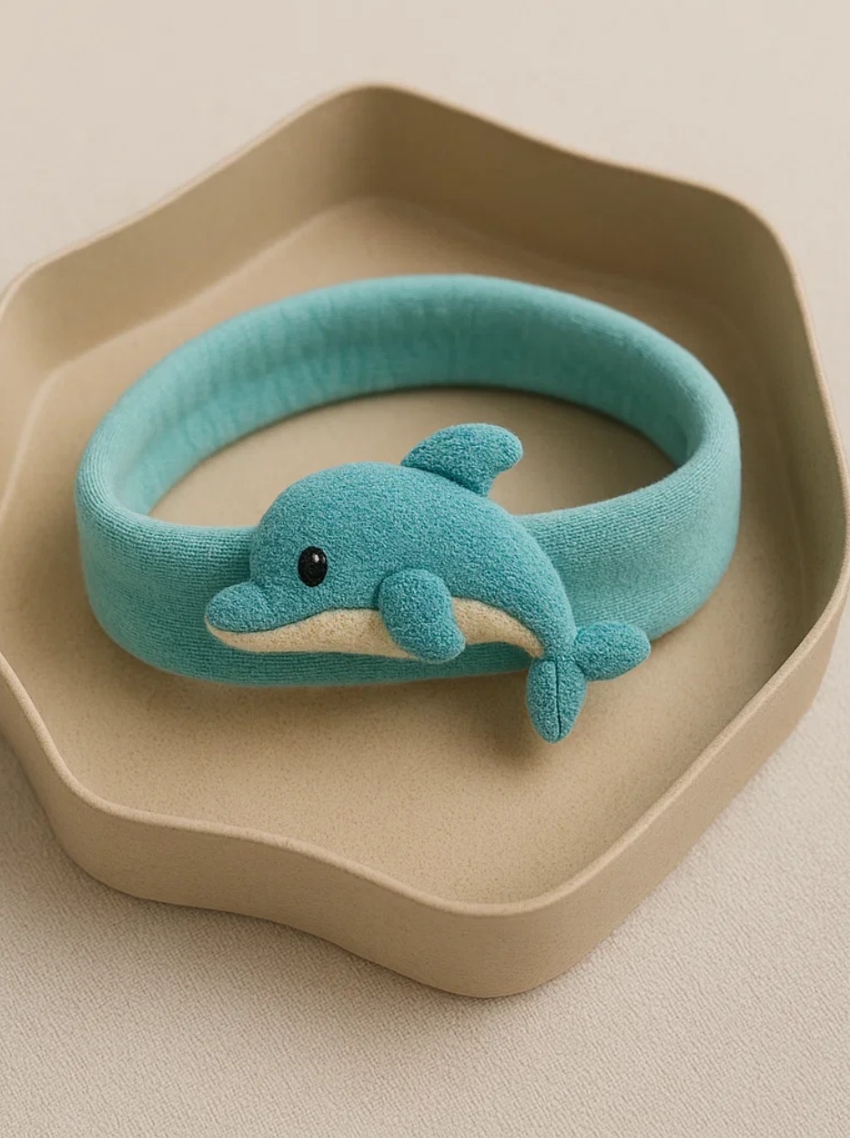 Pastel Baby Headband with Cute Dolphin Plush – Infant Toy Style