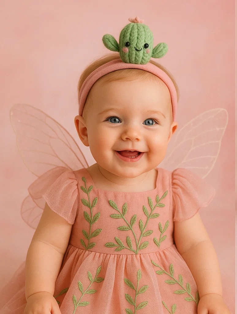 Diadema de Cactus para Bebés – Encantador Estilo del Desierto