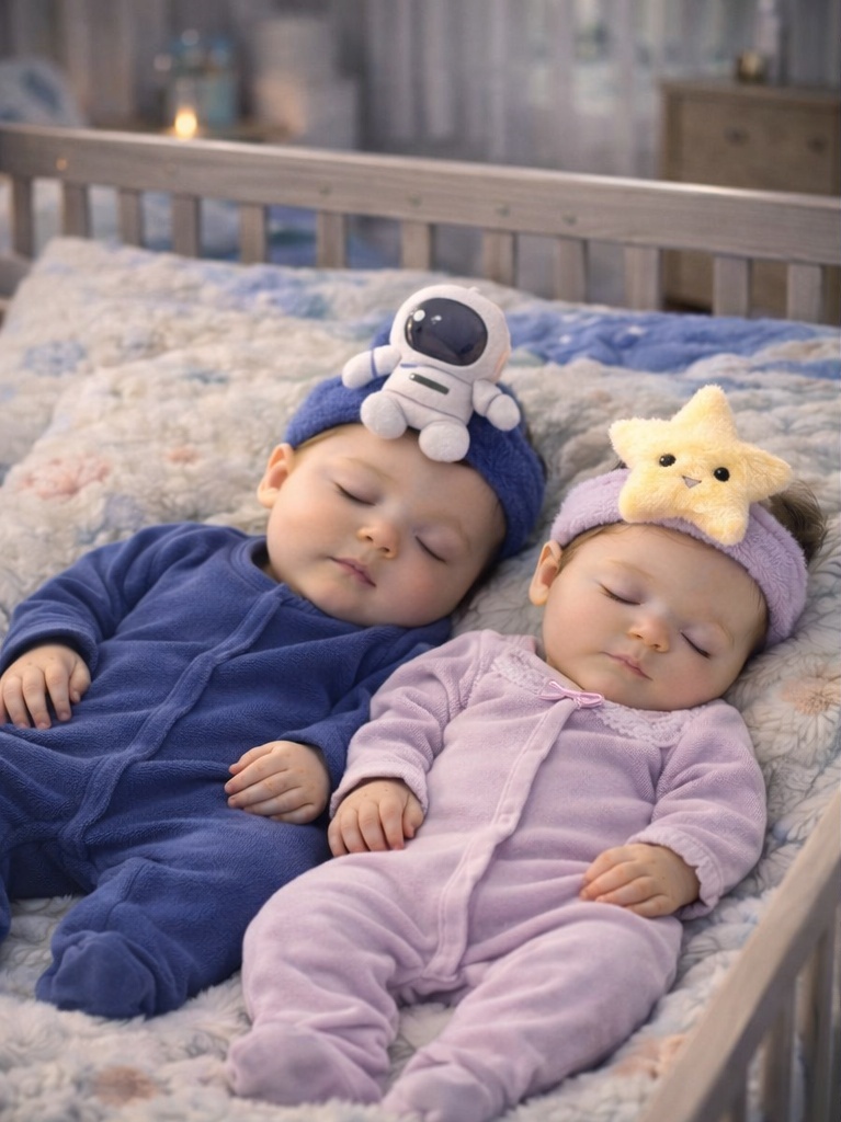 Twin Astronaut Removable Baby Headbands – Space Theme Newborn Twin Photo Props