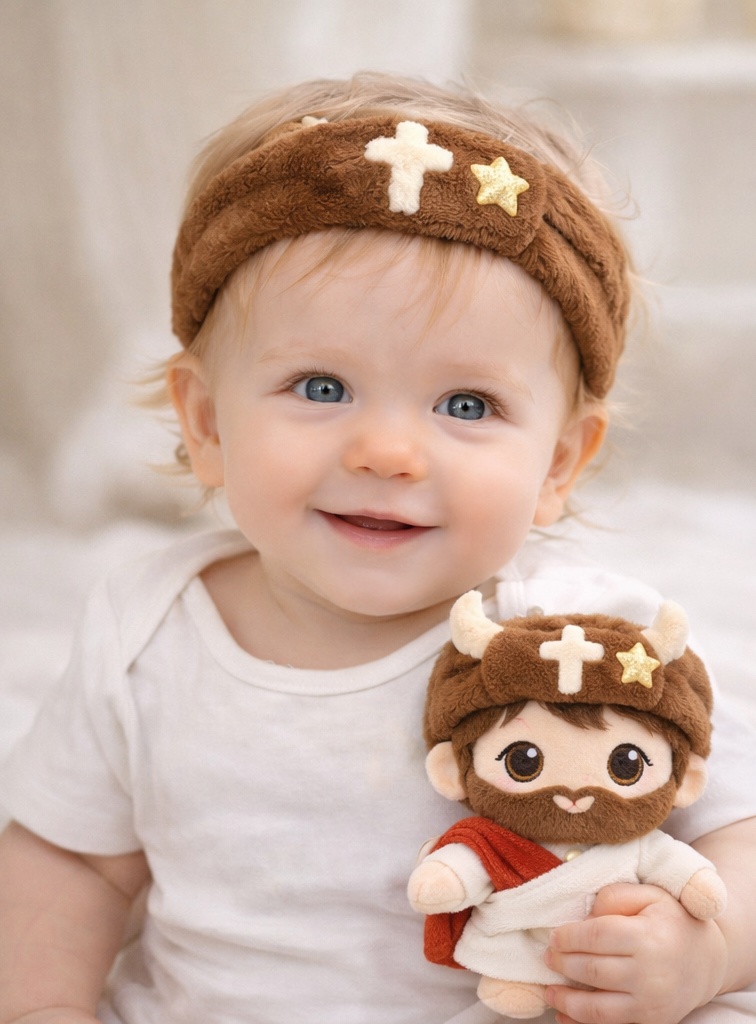 Biblical Style Baby Headband with Plush Toy