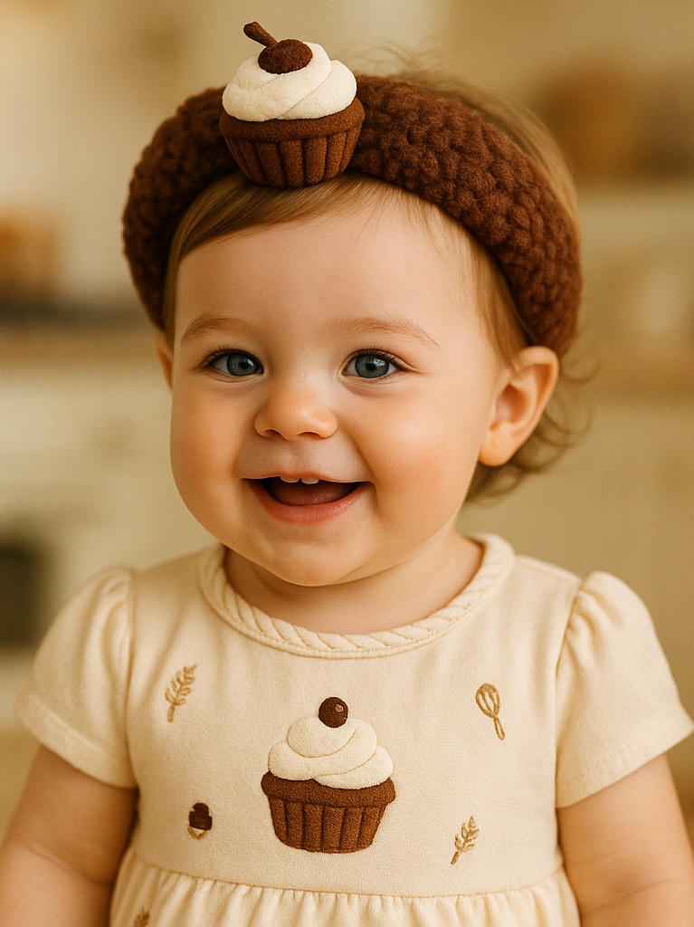 Cupcake-Themed Soft Baby Headband for Special Occasions