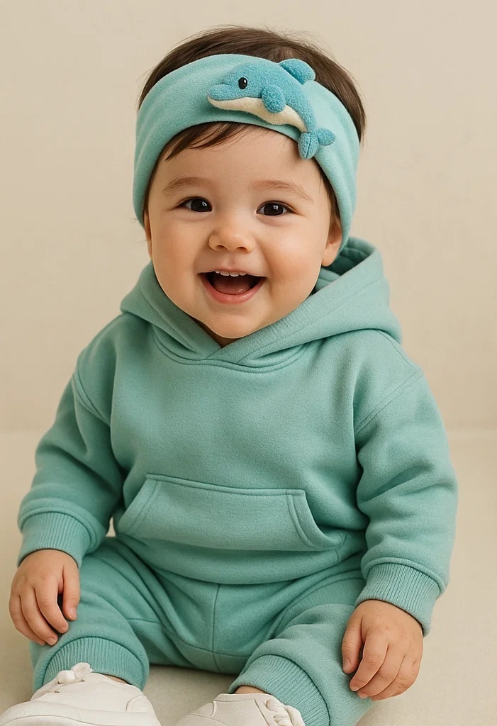 Pastel Baby Headband with Cute Dolphin Plush – Infant Toy Style