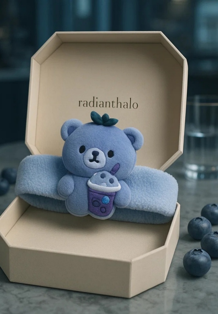 Blueberry Bear Headband with Fun Drink – Perfect for Baby's Adorable Photos!