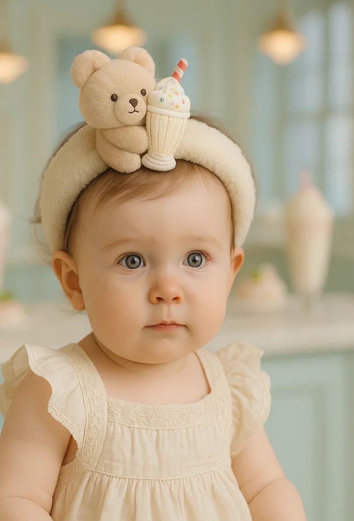 Ice Cream Bear Headband – Soft and Sweet Baby Accessory for Every Occasion!
