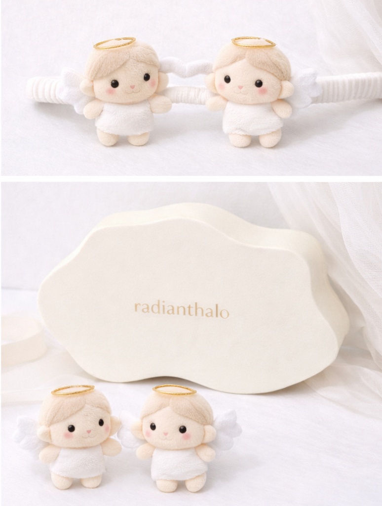 Angel Baby Headband with Twin Plush Dolls