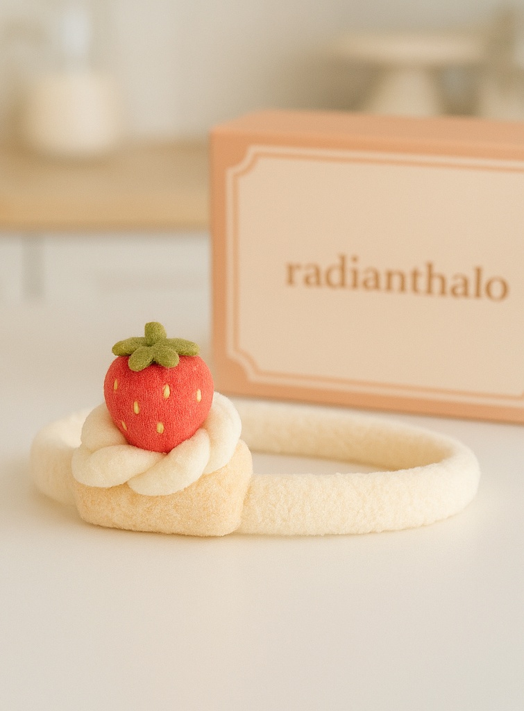 Strawberry and Cream Baby Headband for Photo Shoots