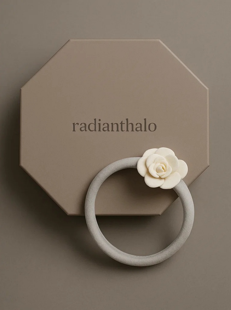 Baby Girl Headband with White Rose – Soft and Stretchy Floral Hairband for Photoshoots