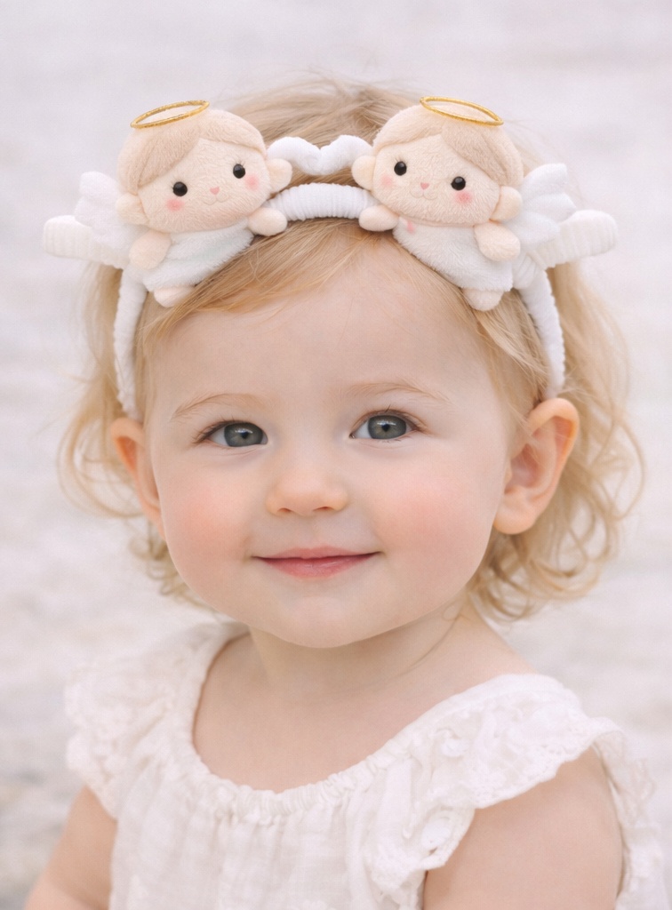 Angel Baby Headband with Twin Plush Dolls