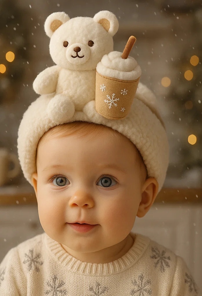 Warm Bunny Baby Headband with Pumpkin Drink – Ideal for Halloween Themed Photos