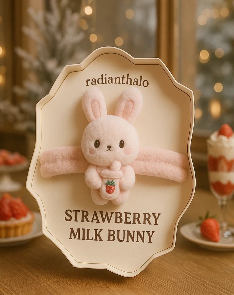 Strawberry Milk Bunny Headband – Cute and Cozy Baby Accessory for Photos!