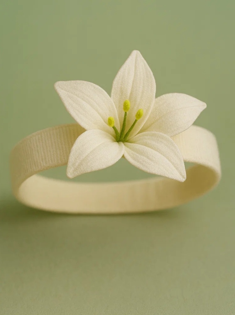 Classic Lily Fairy Headband – Large White Lily, Soft Stretch Band