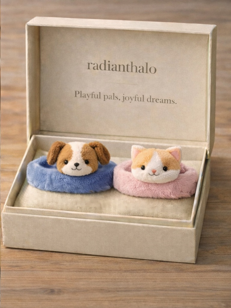 Twin Puppy Removable Baby Headbands – Soft Animal Newborn Twin Photo Props