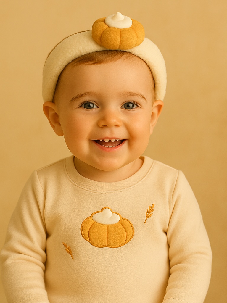 Pumpkin Design Soft Baby Headband for Fall Photos