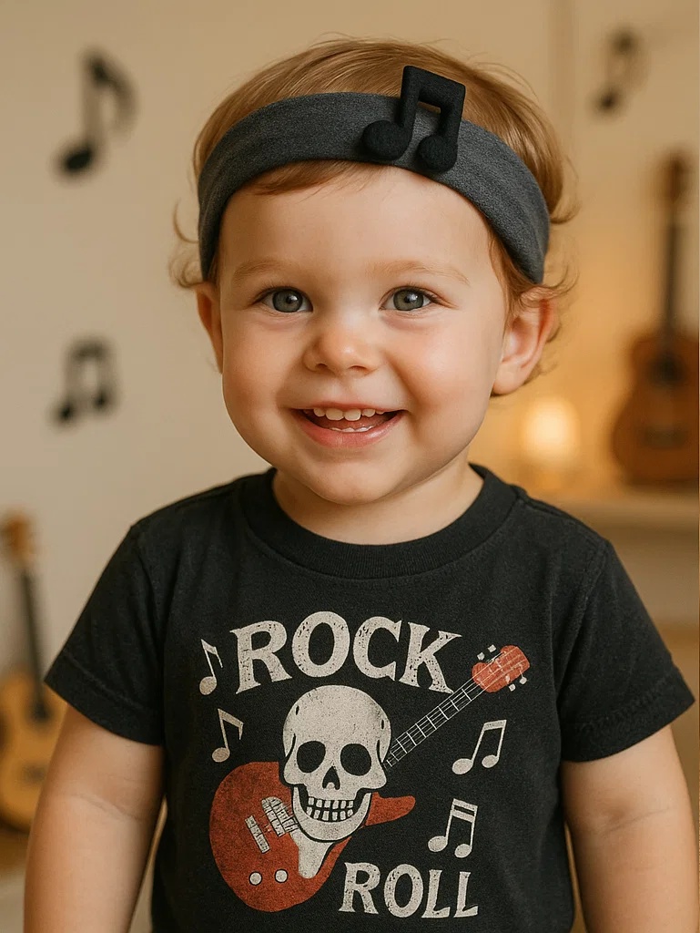 Bandeaux mignons pour bébé avec motifs musicaux