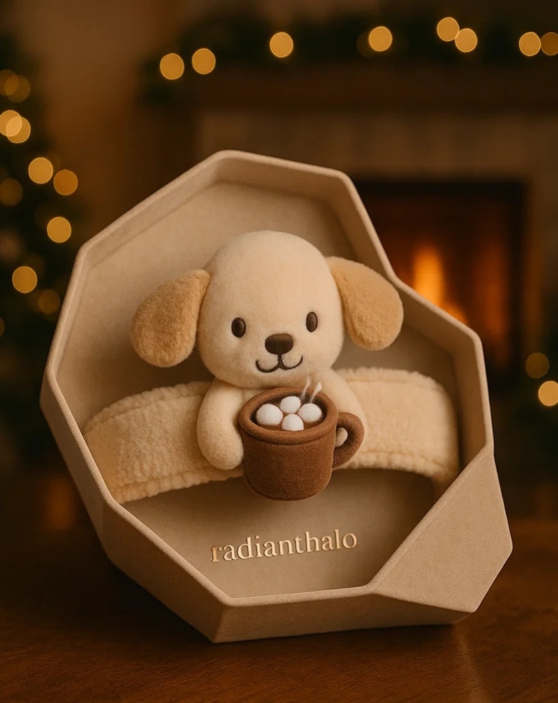 Adorable Puppy Baby Headband with Hot Cocoa Cup – Perfect for Cozy Winter Photos