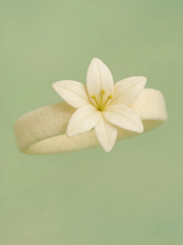 Elegant Lily Fairy Headband – White Lily Bloom, Soft Elastic Band