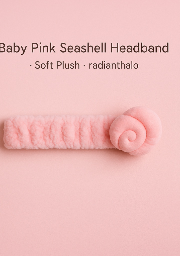 Bandeau Bébé Coquillage Rose - Peluche Douce