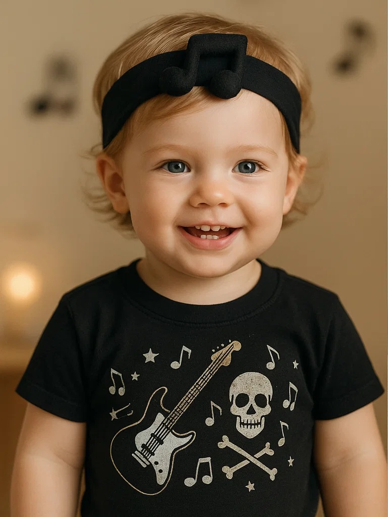 Süße Baby Stirnbänder mit Musikmotiven