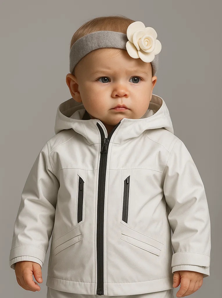 Gray Flower Headband for Babies – Cute and Soft Stretchy Hair Accessory