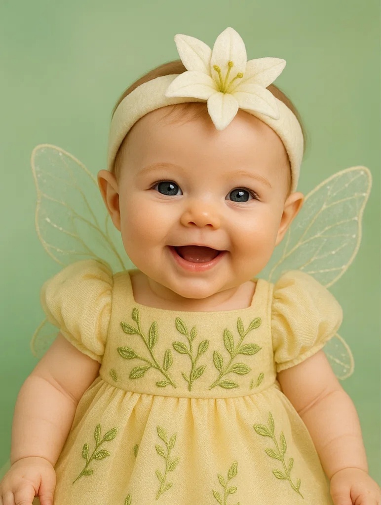 Elegant Lily Fairy Headband – White Lily Bloom, Soft Elastic Band