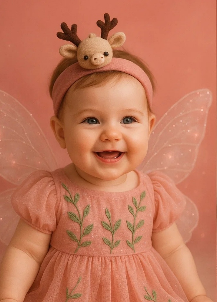 Baby Headband with Deer Plush Design – Soft Antler Hairband for Baby Girls