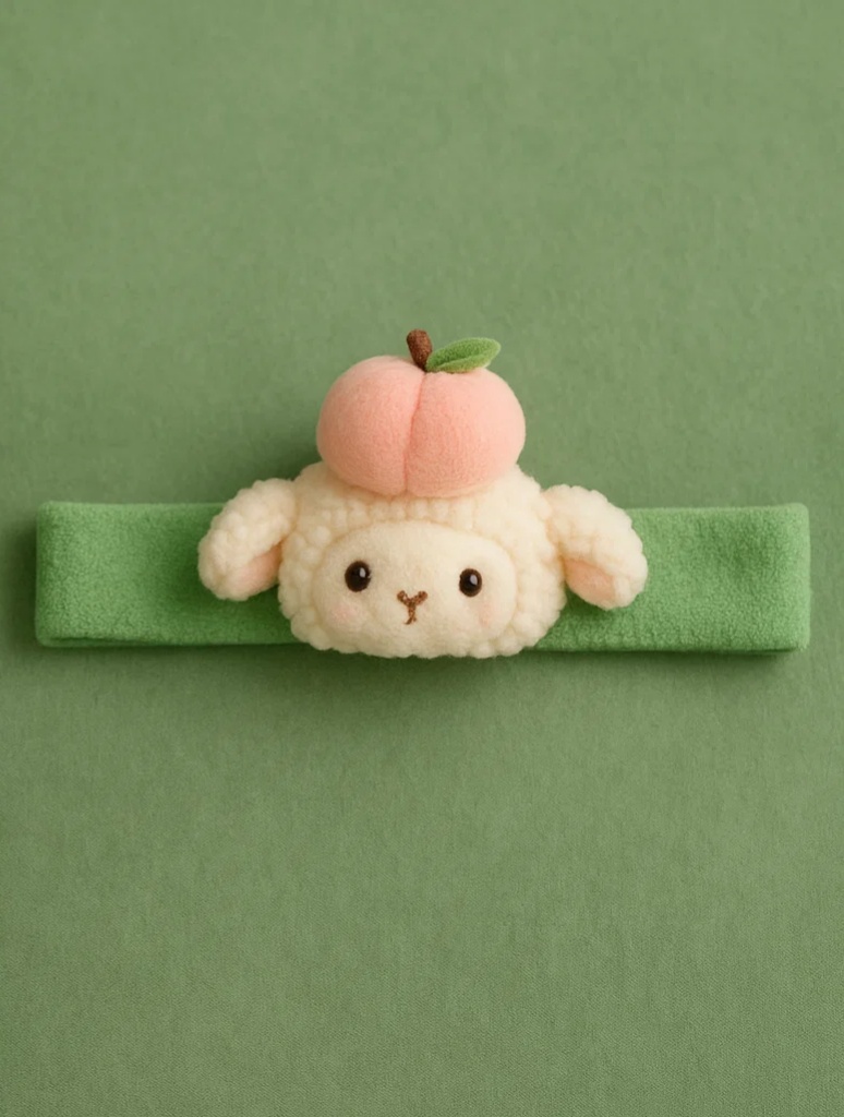 Baby Headband with Peach Sheep Character