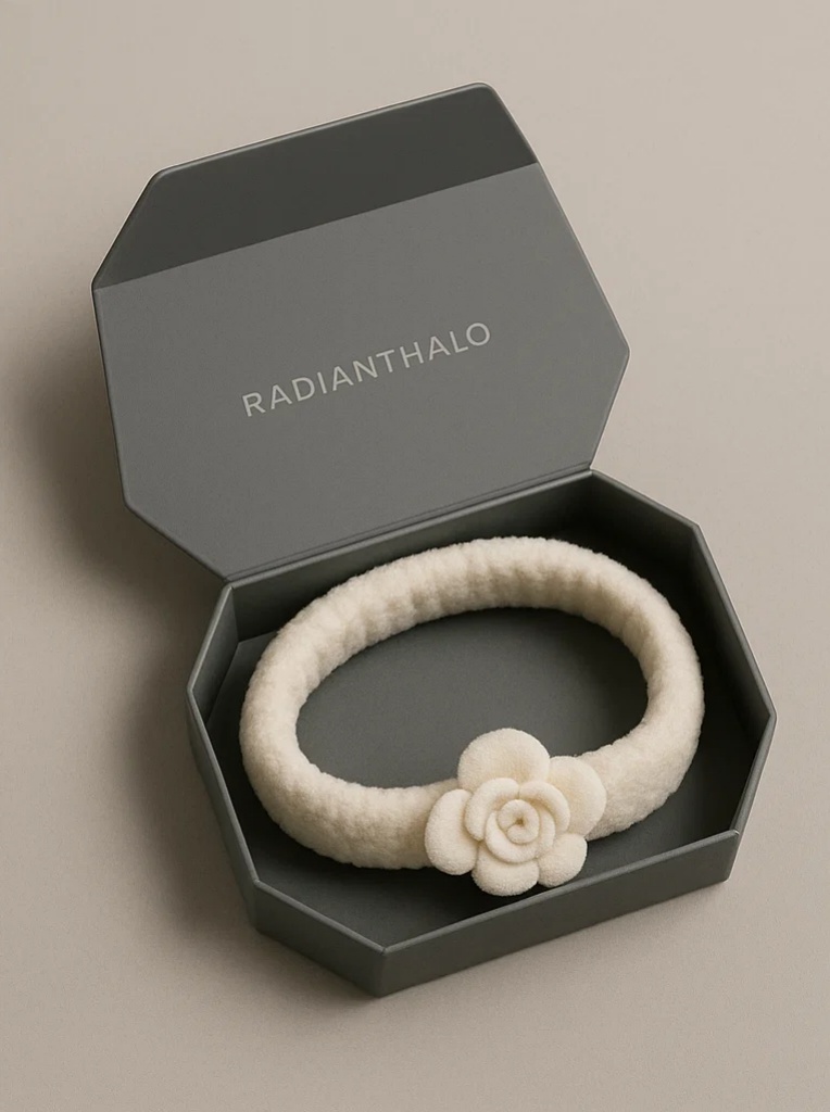 White Rose Plush Baby Headband – Cozy and Adorable Photo Prop for Infants