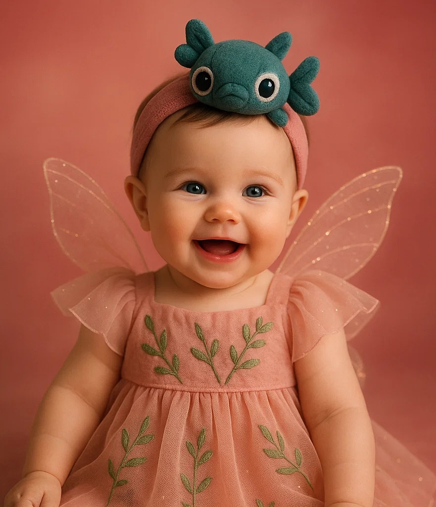 Baby Headband with Green Fish Plush – Playful Ocean Animal Theme Infant Hair Accessory