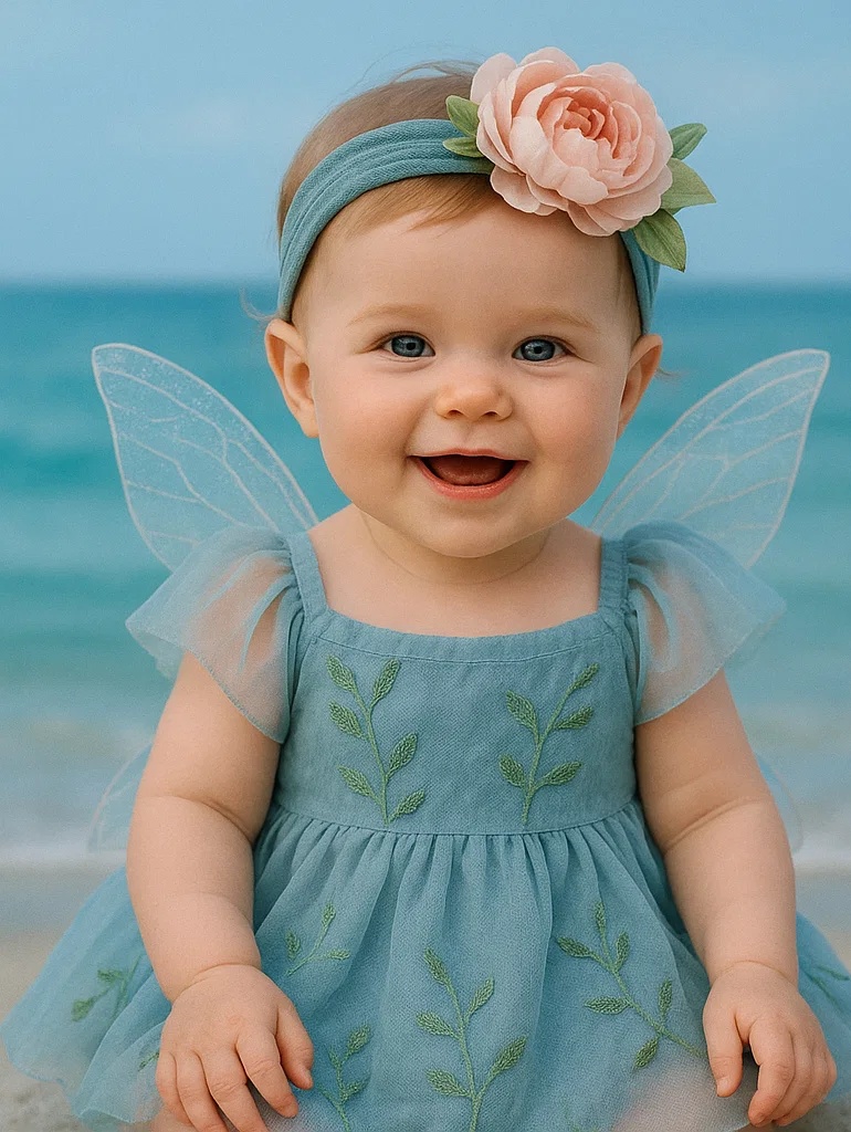 Fairy Wings Baby Headband with Beautiful Floral Accents