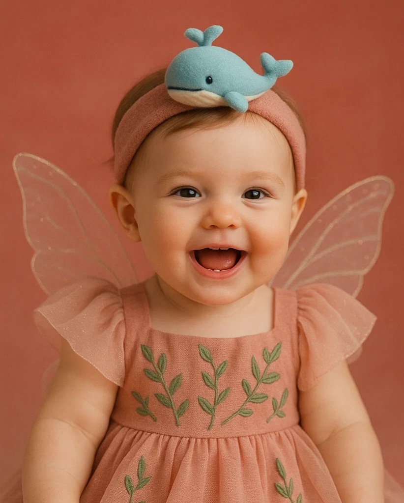 Whale Plush Baby Headband – Soft and Cute for Infant Photoshoots