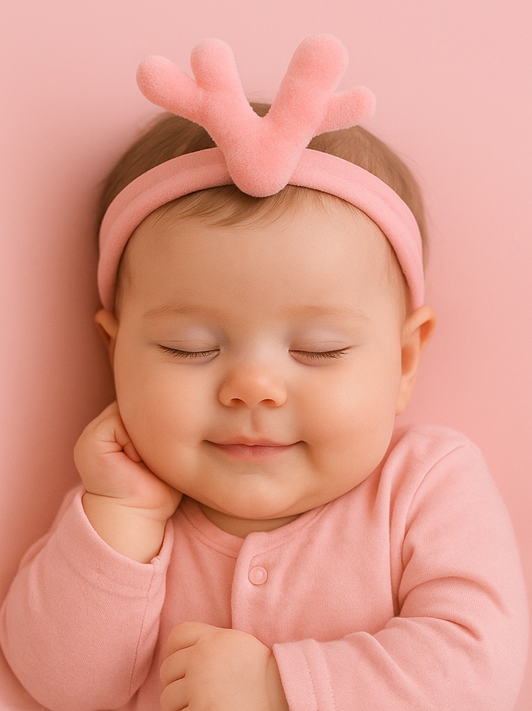 Faixa de Cabelo Concha Rosa Bebê - Pelúcia Suave