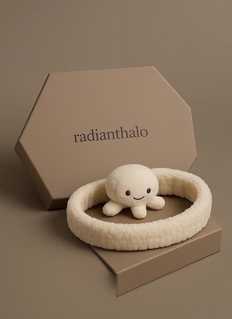 White Octopus Plush Baby Headband – Smiling Cartoon for Gentle Days
